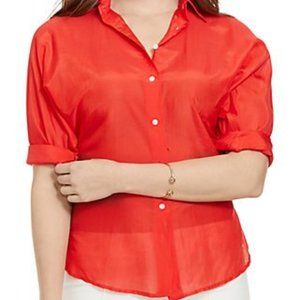 Cotton silk voile blouse red